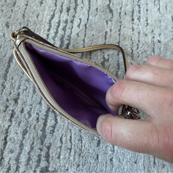 Coach metallic gold and silver wristlet small purse - Picture 4 of 7